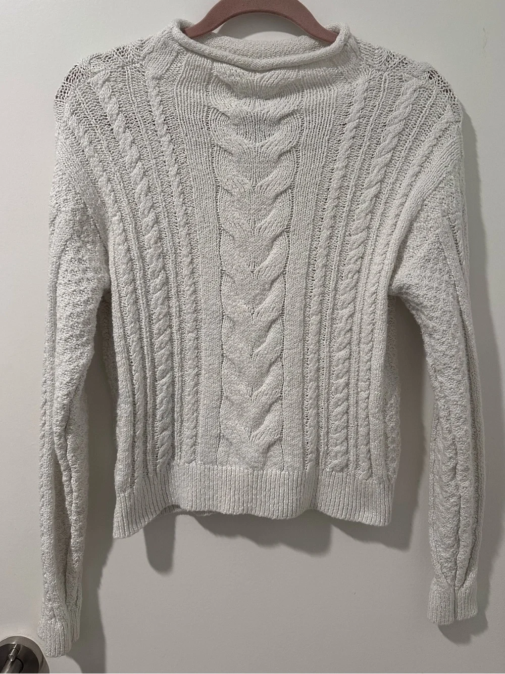 J. Crew White Cable Sweater
